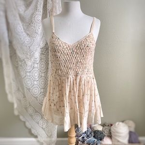 FREE PEOPLE | Vintage Peach Floral Mini Dress